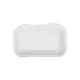 9" x 6" Heavy Duty Compostable Bagasse Clamshell To-go Container, White - (250/Case)