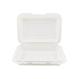 9" x 6" White Microwavable PP Plastic Hinged Container, 1-Compartment - (200/Case)