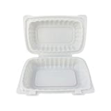 9" x 6" White TFPP Plastic Clamshell To-Go Container - (250/Case)