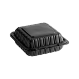 9 x 9" Black Mineral-Filled PP Hinged Takeout Container, Microwave-Safe, 1-Compartment - (150/Case)