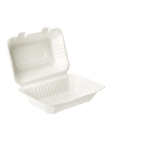 9" x 6" No PFAS Added 1-Compartment Bagasse Take-Out Containers - (200/Case)