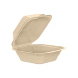 Dart 6" x 6" Compostable Molded Fiber Hinged Container, PFAS-Free - (500/Case) 60FBRHT1