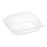 Dart 8 1/4" x 8 1/4" x 3" Clear Hinged Plastic Take-Out Container - (250/Case)