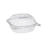 Dart ClearSeal C57PST1 Clear Hinged Lid PS Plastic Container, 6" x 5 4/5" x 3" - (500/Case)