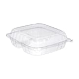 Dart ClearSeal C95PST3 3-Compartment Clear Hinged Lid Plastic Container, 8 7/8" x 9 3/8" x 3" - (200/Case)