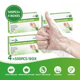 Clear Disposable HDPE Poly Food Service Gloves (One-Size)- 2000/Case