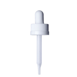 18-400 White CRC Dropper with 66 mm Glass Pipette (Fits 0.5 oz Boston Round Bottle) - 1000/Case