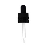 18-415 Black CRC Tamper Evident Dropper with 64mm Glass Pipette (Fits 15 ml Euro Round Bottle) - 2000/Case