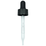 20-400 Black Dropper with 76 mm Glass Pipette (Fits 1 oz Boston Round Bottle) - 1000/Case