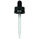 20-400 Black CRC Dropper with 76 mm Glass Pipette (Fits 1 oz Boston Round Bottle) - 1000/Case