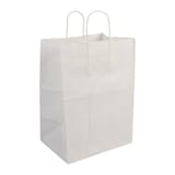 Duro 12" x 9" x 15 3/4" White Paper Shopping Bag with Handles, Regal, 65#BW - (200/Case) 87904