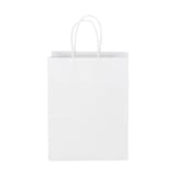Duro 8" x 4 1/2" x 10 1/4" White Paper Shopping Bag with Handles, Tempo, 60#BW - (250/Case) 84598