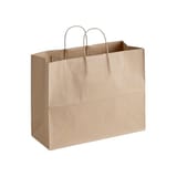 Duro Dubl Life 16" x 6" x 12" Recycled Kraft Paper Shopping Bag with Handles, Tote, 65#BW - (250/Case) 87129