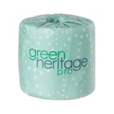 Green Heritage Pro White Toilet Paper Roll, 1-Ply, 4" x 3 1/8", 1000 Sheets/Roll - (96/Case)