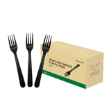 7.2" Black Heavy Weight Plastic Forks - (1000/Case)