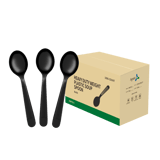 6" Black Heavy Weight Plastic Soup Spoons - (1000/Case)