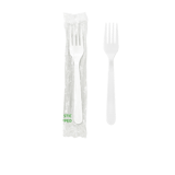 7" White Heavy Weight Individually Wrapped Plastic Forks - (1000/Case)
