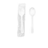 6" White Heavy Weight Individually Wrapped Plastic Soup Spoons - (1000/Case)