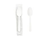 6.3" White Heavy Weight Individually Wrapped Plastic Tea Spoons - (1000/Case)