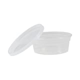 Kari-Out Tripak 8 oz. Clear PP Plastic Deli Container With Lid, Microwave-Safe, Combo Pack - (240/Case) TD40008