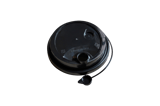 Black 16 oz. / 24 oz. PP Injection Cold Cup Lids with Attached Stopper - (1000/Case)