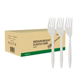 6" White Medium Weight Plastic Forks - (1000/Case)
