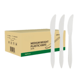 6.5" White Medium Weight Plastic Knifes - (1000/Case)