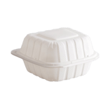 6 x 6 x 3.25" White Mineral-Filled PP Hinged Lid Container, Microwaveable, 1-Compartment - (250/Case)