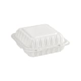 8" x 8" x 3" White Mineral-Filled Plastic Hinged Container, 3-Compartment - (150/Case)