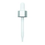 NON CRC (Child Resistant Closure) Dropper - Silver Skirt/White Bulb - 76mm 20-400(1496/case)