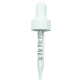 NON CRC (Child Resistant Closure) Dropper - White with Measurement Markings on Pipette - 66mm 18-400(1400/case)