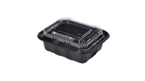 Rectangular Black Plastic Containers with lids 5.4" x 4.6" x 2.2" - (600/Case)