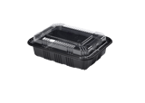 Rectangular Black Plastic Containers with lids 6.5" x 4.9" x 1.8" - (550/Case)