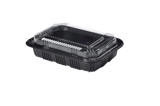 Rectangular Black Plastic Containers with lids 7.2" x 5.1" x 1.8" - (500/Case)