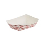 SQP 1/4 lb. Red Plaid Paper Food Tray, #25, 4 1/4" × 3 1/4" × 1 1/4" - (1000/Case) 8766