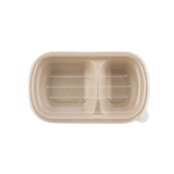 24 oz Sugarcane Bagasse Light Brown 2-Compartment Container with Plastic Lid - (150/Case)