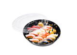 11" Round Sushi Tray with Clear Lids - (100/Case)