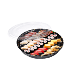 13.7" Round Sushi Trays with Clear Lids - (100/Case)
