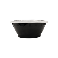 32 oz black heavy weight round bowl with clear lid 150case