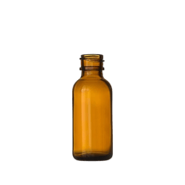 1 oz Amber Boston Round Glass Bottle with 20-400 Neck Finish - (360/Case)