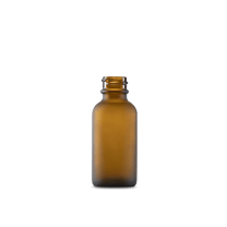 1 oz Amber Frosted Glass Boston Round Bottle 20-400 Neck Finish