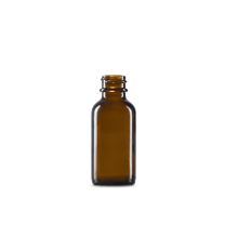 1 oz Amber Glass Boston Round Bottle 20-400 Neck Finish