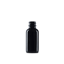 1 oz Black UV Glass Boston Round Bottle 20-400 Neck Finish