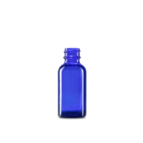 1 oz Blue Glass Boston Round Bottle 20-400 Neck Finish