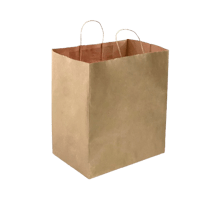 14" x 10" x 15.75" Natural Kraft Paper Customizable Shopping Bag with Handles - (200/Case)