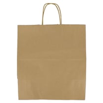 14" x 10" x 15.75" Natural Kraft Paper Customizable Shopping Bag with Handles - (200/Case)