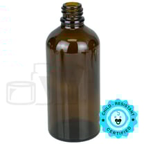 100ml Amber Glass Euro Round Bottle 18-415 (140/Case)