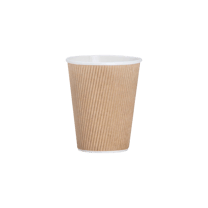 12 oz. Kraft Double Wall Ripple Paper Hot Cups - (500/Case)