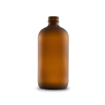 16 oz Amber Frosted Glass Boston Round Bottle 28-400 Neck Finish