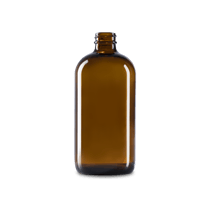 16 oz Amber Glass Boston Round Bottle 28-400 Neck Finish